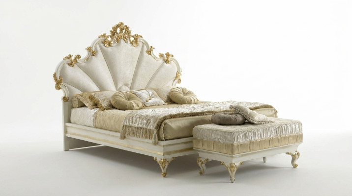 Klassiek bed barok rococo hotelbedden gestoffeerd bed tweepersoonsbed Italiaanse meubels