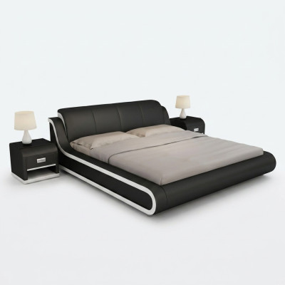 Lederen beddesign tweepersoonsbed bedden bed leer gestoffeerde slaapkamer huwelijk