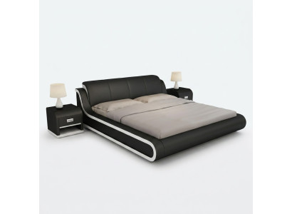Lederen beddesign tweepersoonsbed bedden bed leer gestoffeerde slaapkamer huwelijk