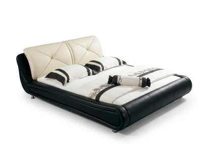 Leren bedbekleding luxe ontwerp dubbele hotel houten bedden slaapkamer