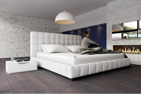 Ontwerper gestoffeerd bed bed Wit bed lederen bed tweepersoonsbed echtelijk bed designbed