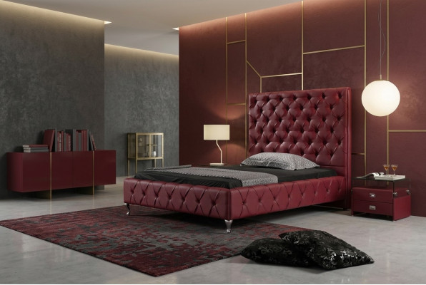 Ontwerper bed Chesterfield leer hotelbedden luxe tweepersoons slaapkamer