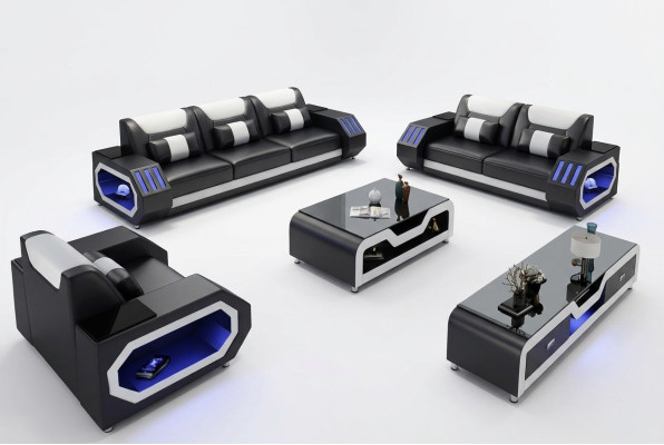 Leren bank Bank Bankstel 3+2 Set Design Moderne Bank Zitplaatsen Nieuw