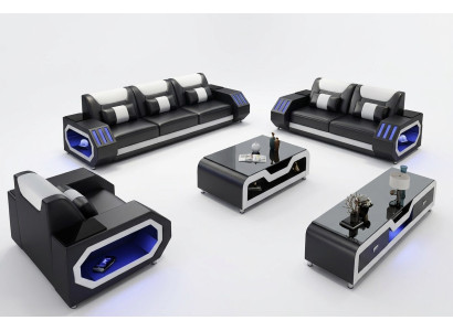 Leren bank Bank Bankstel 3+2 Set Design Moderne Bank Zitplaatsen Nieuw