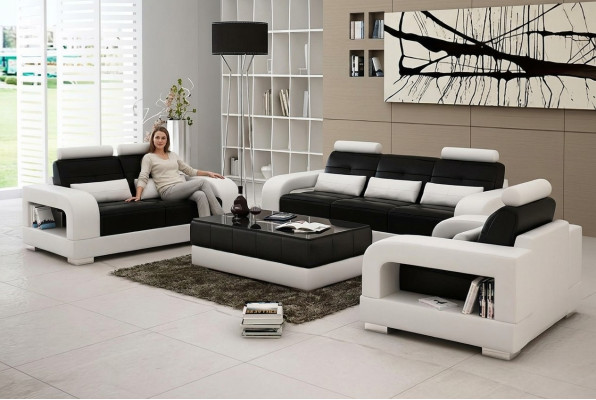 Leren bank Bankstel Bankstel 3+2 set Design Moderne Bank Zitsets