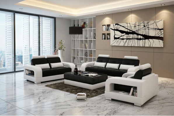 Leren bank Bankstel Bankstel 3+2 set Design Moderne Bank Zitsets