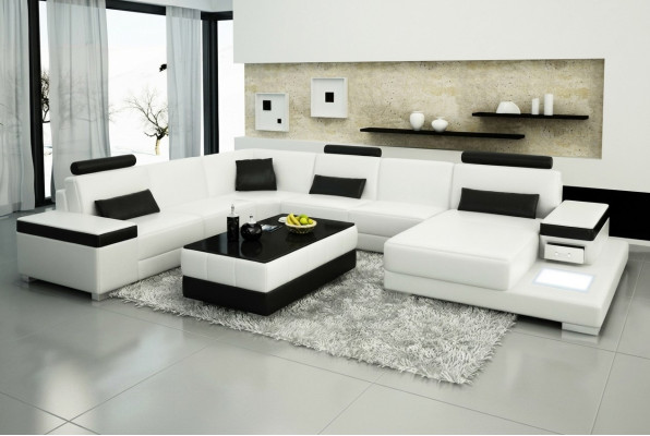 Leren bank Ontwerper bank U-vormige woonlandschap bank bekleding decor hoekbank