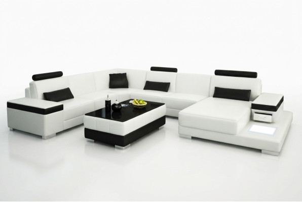 Leren bank Ontwerper bank U-vormige woonlandschap bank bekleding decor hoekbank