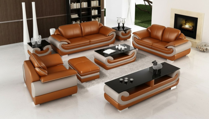 Ledersofa Bank Woonlandschap 3+2 zitsbank stel Modern Ontwerp Xlmeubilair.nl