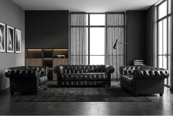 Chesterfield Bank 2 zits Bekleding Design Bankstellen Bankstel Set NIEUW