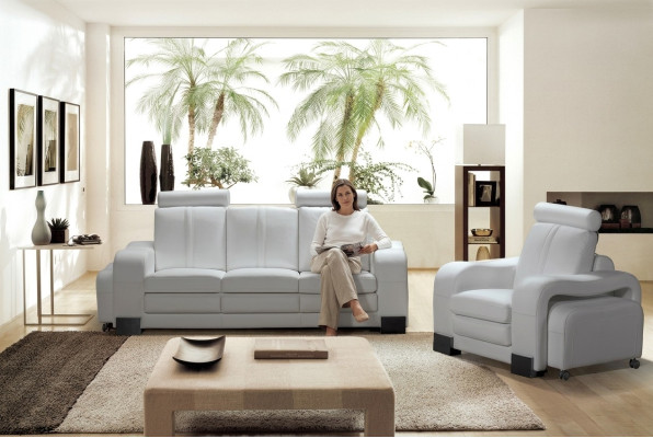 Bankstel 3-zits leren bank bank fauteuil gestoffeerde bank loungesofa