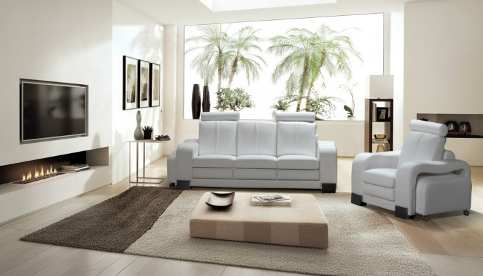 Bankstel 3-zits leren bank bank fauteuil gestoffeerde bank loungesofa