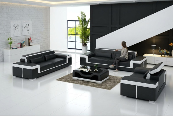 Ontwerp gestoffeerde zitbank 3-zits bankstel bank banken decoratieve leren bankstellen