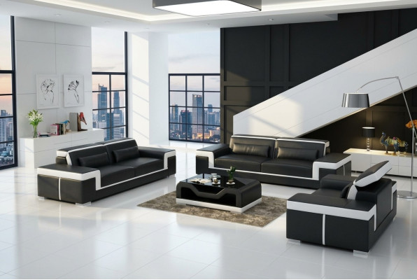 Ontwerp gestoffeerde zitbank 3-zits bankstel bank banken decoratieve leren bankstellen