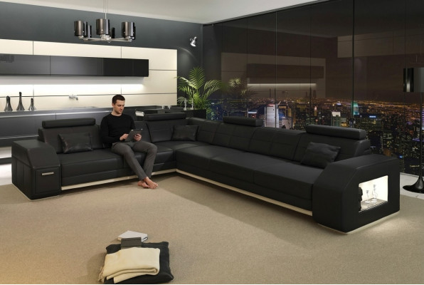 Bank hoekbank leer textiel bekleding groep designer bank woonlandschap