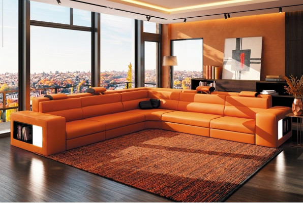 L-Vormige Moderne Hoekbank Bank Bekleding Lederen Design Bankstel