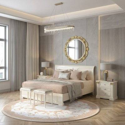 Bed + 2x nightstand 3-piece bedroom set design modern luxury classic furniture solid wood  Bed + 2x nachtkastje 3-delige slaapkamer set design modern luxe klassiek meubilair massief hout