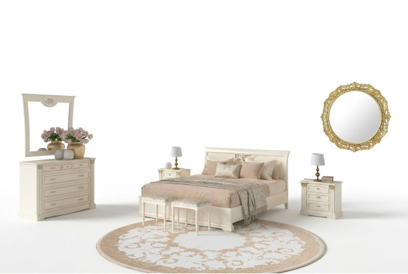 Bed nachtkastje ladekast 7-delige slaapkamer set design luxe slaapkamer massief hout