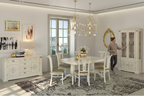 Compleet set eettafel + 6 stoelen eetkamerset eetgroep massief houten tafels 9-delig