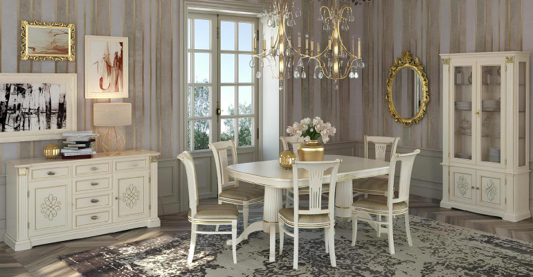 Compleet set eettafel + 6 stoelen eetkamerset eetgroep massief houten tafels 9-delig