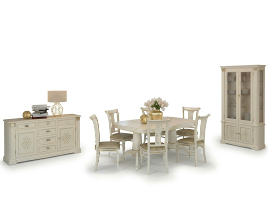Compleet set eettafel + 6 stoelen eetkamerset eetgroep massief houten tafels 9-delig