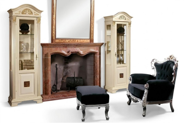 Edele vitrine in antieke stijl kast etalage woonkamer glas nieuw massief hout