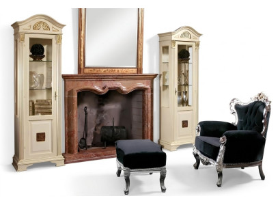 Edele vitrine in antieke stijl kast etalage woonkamer glas nieuw massief hout