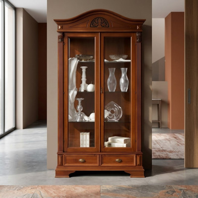 Vitrine glazen kast woonkamer etalage 2 deuren vitrines barok