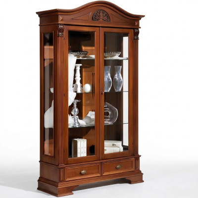 Vitrine glazen kast woonkamer etalage 2 deuren vitrines barok
