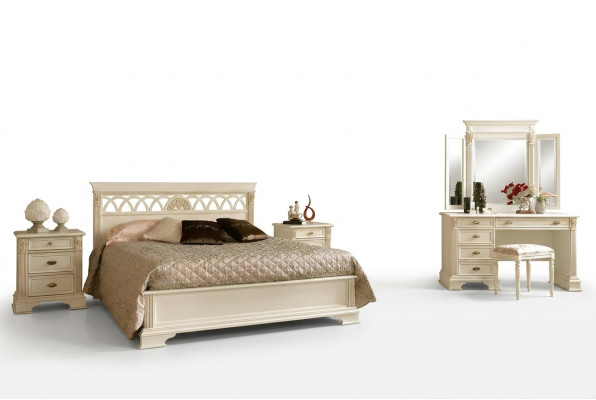 Luxe slaapkamer set 6-delig. Bed 2x nachtkastje kaptafel designer meubels massief hout