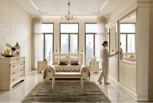 Slaapkamer set Design Modern Luxe Bed + 2x Nachtkast Massief hout