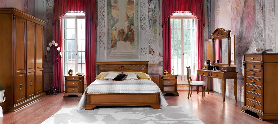 Luxe slaapkamerset 8-delig Bed + 2x Nachtkastje + Kaptafel Designermeubelen Massief hout