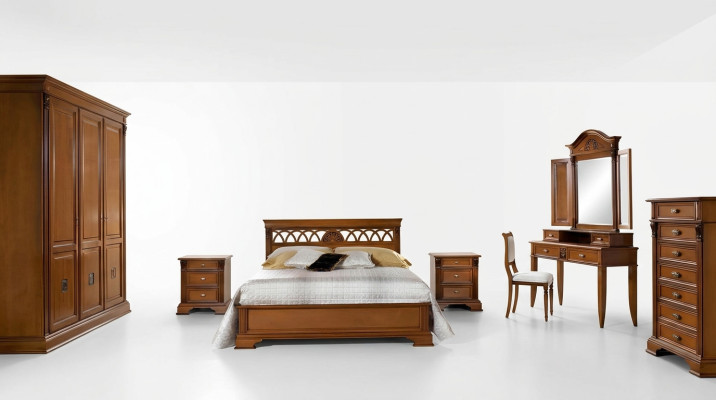 Luxe slaapkamerset 8-delig Bed + 2x Nachtkastje + Kaptafel Designermeubelen Massief hout
