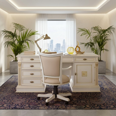 Kantoorset Bureau Directeursstoel Compleet kantoor Barok Rococo 2-delig set Massief hout