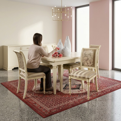 Eettafel + 4x stoelen eetkamerset massief houten meubelset 5-delige set.