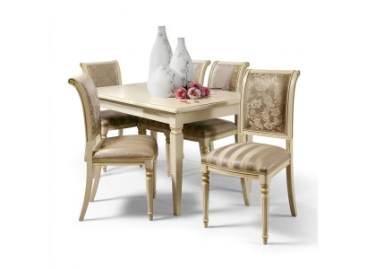 Eettafel + 4x stoelen eetkamerset massief houten meubelset 5-delige set.