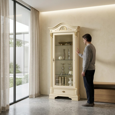 Eckvitrine Glazen Kast Woonkamer Etalage 1-deurs Vitrine Barok Rococo Nieuw