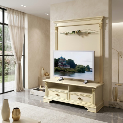 Tv-meubel tv-wandrekkastje rtv Laag Italiaans meubilair in antieke stijl hout
