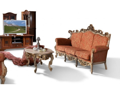 Sofa Barok Rococo Driezitter 3-zits bank Gestoffeerde banken Massief hout