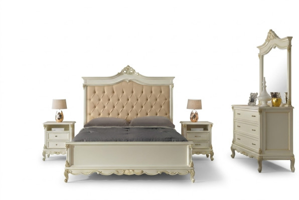 Italiaanse barokstijl meubels slaapkamer 5-delige set bed dressoir nachtkastjes