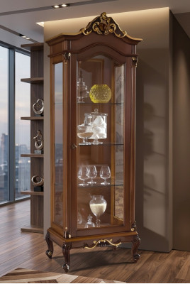 Edele Vitrine in antieke stijl Barok Rococo klassieke woonkamer glazen kast
