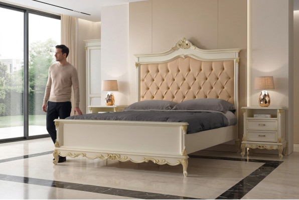 Bed Chesterfield Design Luxury Hotel Beds Solid Wood 180x200 Bedroom Italy Furniture