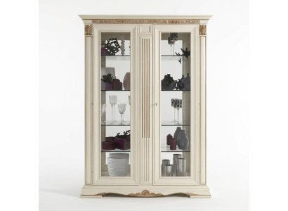 Vitrine Glas Kast Woonkamer Etalage 2-delige Vitrines Barok Rococo Italië Massief hout