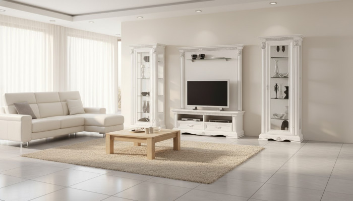 Klassieke woonkamerkast woonkamer vitrine dressoir RTV-plankwandmeubel 4-delig massief hout