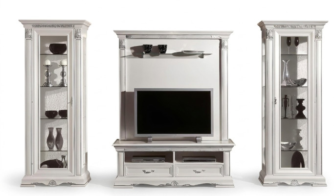 Klassieke woonkamerkast woonkamer vitrine dressoir RTV-plankwandmeubel 4-delig massief hout