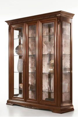 Vitrine, vitrinekast, glazen kast, woonkamer rek, barok, rococo, echt hout.