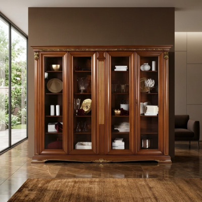 Vitrine Glas Muurkast Vitrinekast Barok Rococo Italiaanse Stijl Meubels Massief Hout