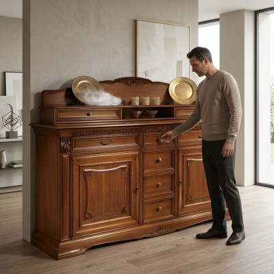 xxl Buffet Ladenkast Kast Barok Rococo Dressoir Console Rek Massief hout