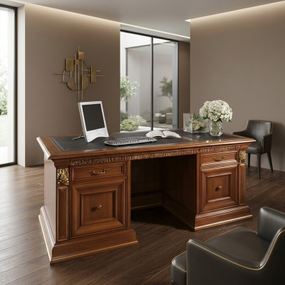 Bureau kantoor bureau klassiek ontwerp kantoortafels barok rococo massief hout.