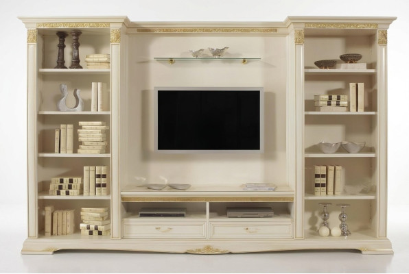 Wandmeubel TV-wand massief hout Stijl Klassiek Italiaans woonkamer meubels